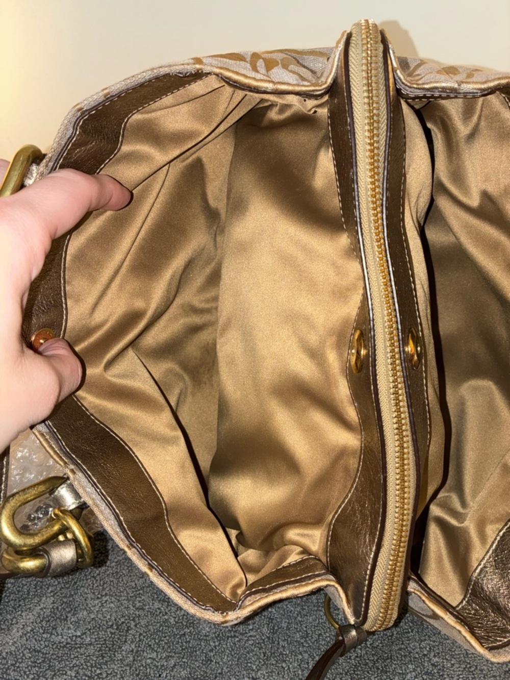 Coach Metallic Signature Satchel in Gold and Champagne - Picture 10 of 10